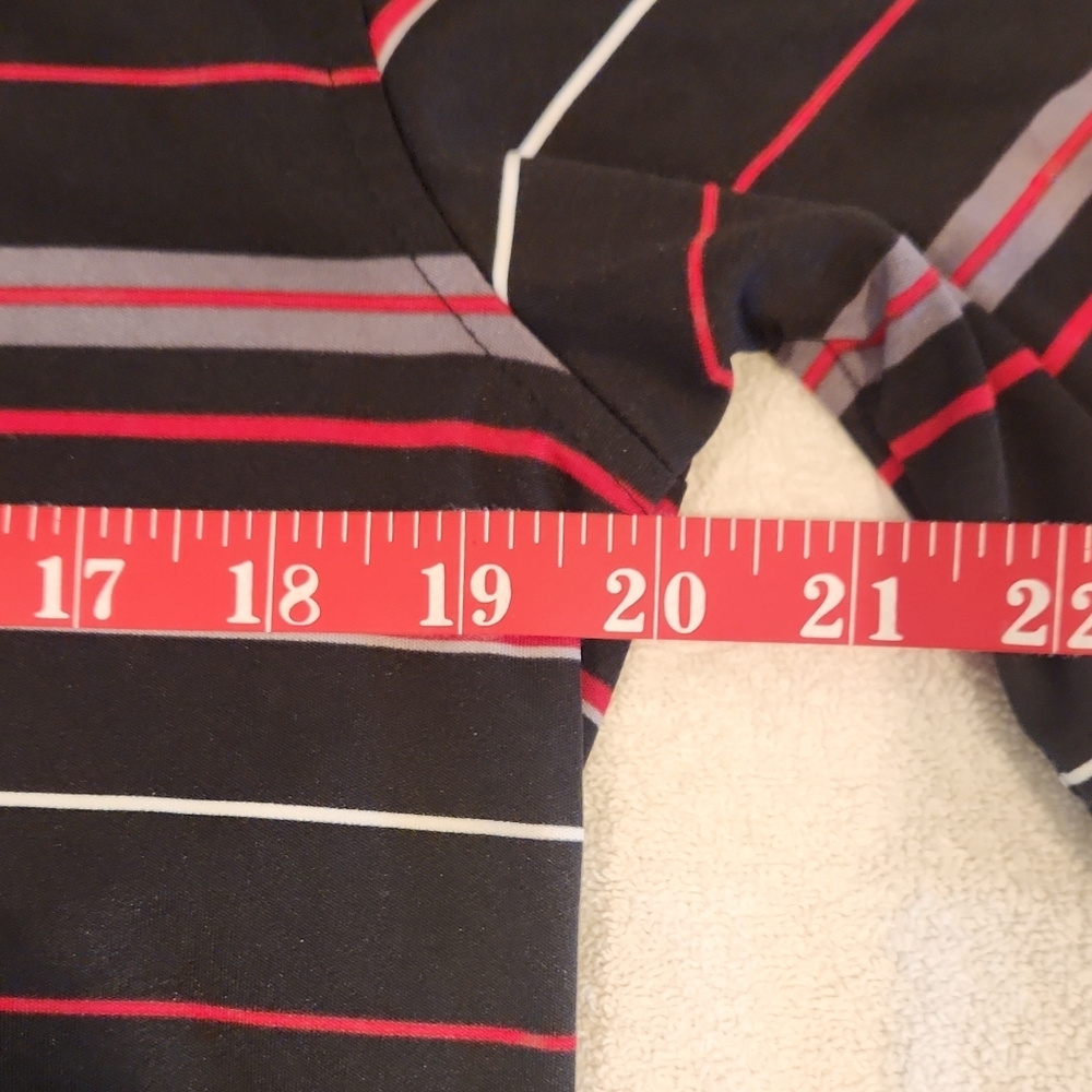 Greg Norman Men's Striped Polo Shirt - Black and Red - Picture 6 of 7